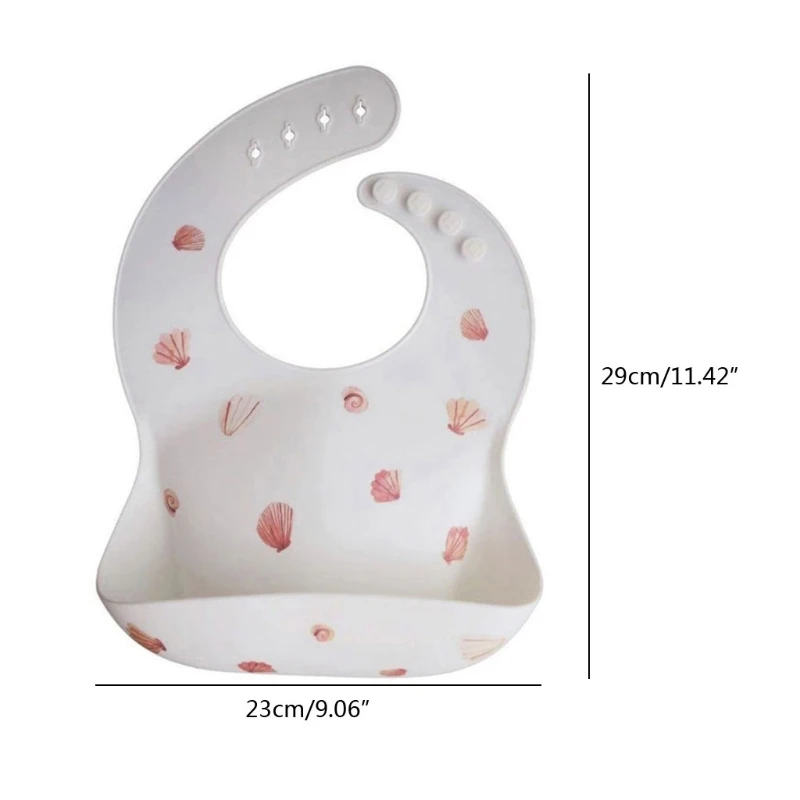 

Cartoon Printing Baby Bibs Waterproof Soft Silicone Baby Feeding Catcher Adjustable Roll up Food Pocket for Infants Newborn Boy