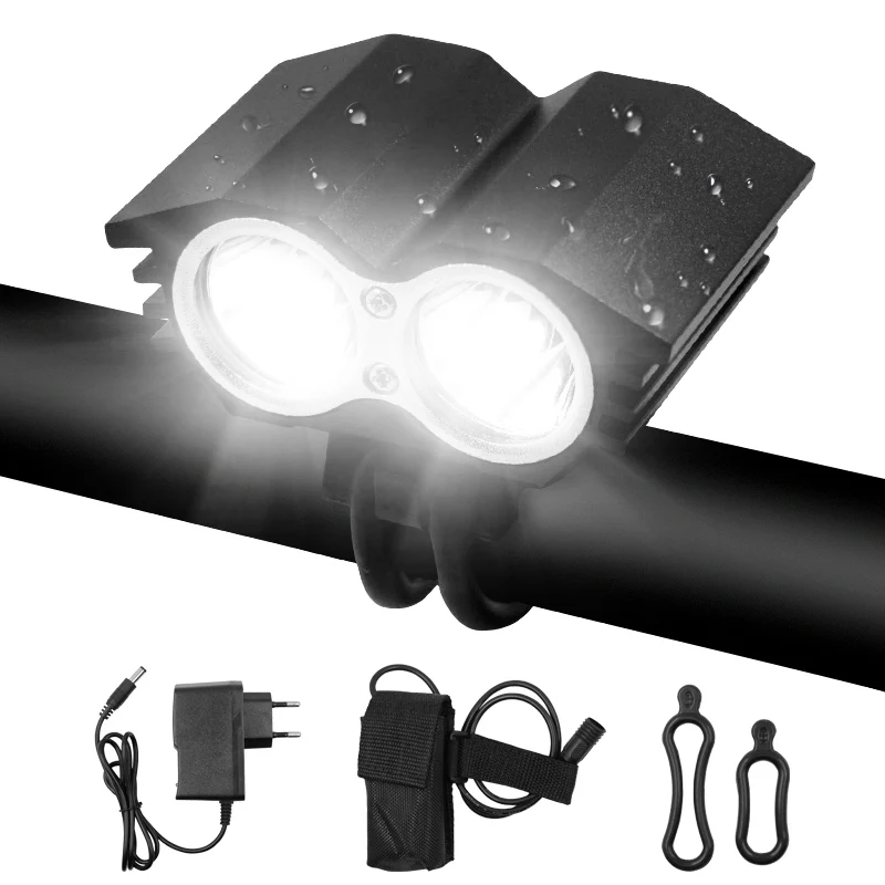 

Bike Light Front 2*XML T6 LED Cycling Headlamp Handlebar Flashlight Waterproof Rechargeable Bicycle Lantern farol para bike