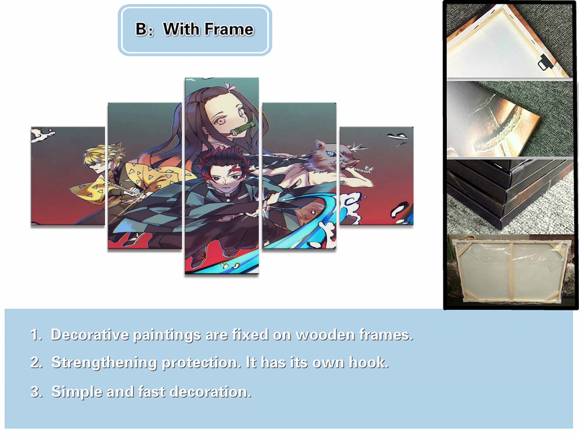 5 шт. HD аниме мальчик и девочка Настенная картина рассекающий демонов киметсу No