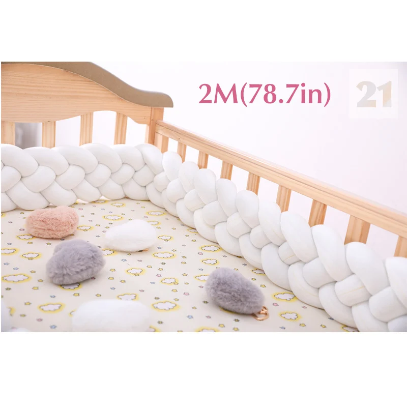 Baby Shining 4 Strands Newborn Crib Bumper 2M/3M Infant Bed Protector Room Decor 17CM(6.7in) Height Pure Weaving Plush Knot - Цвет: 21 2m