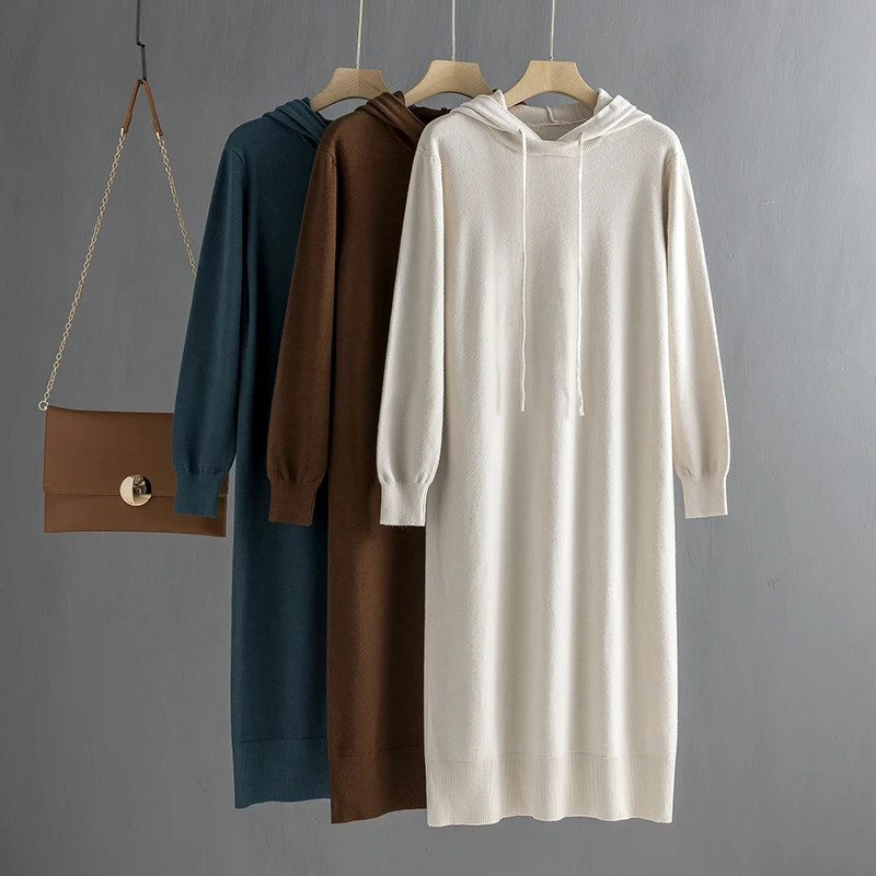 Женское прямое платье-свитер GIGOGOU повседневное свободное трикотажное платье