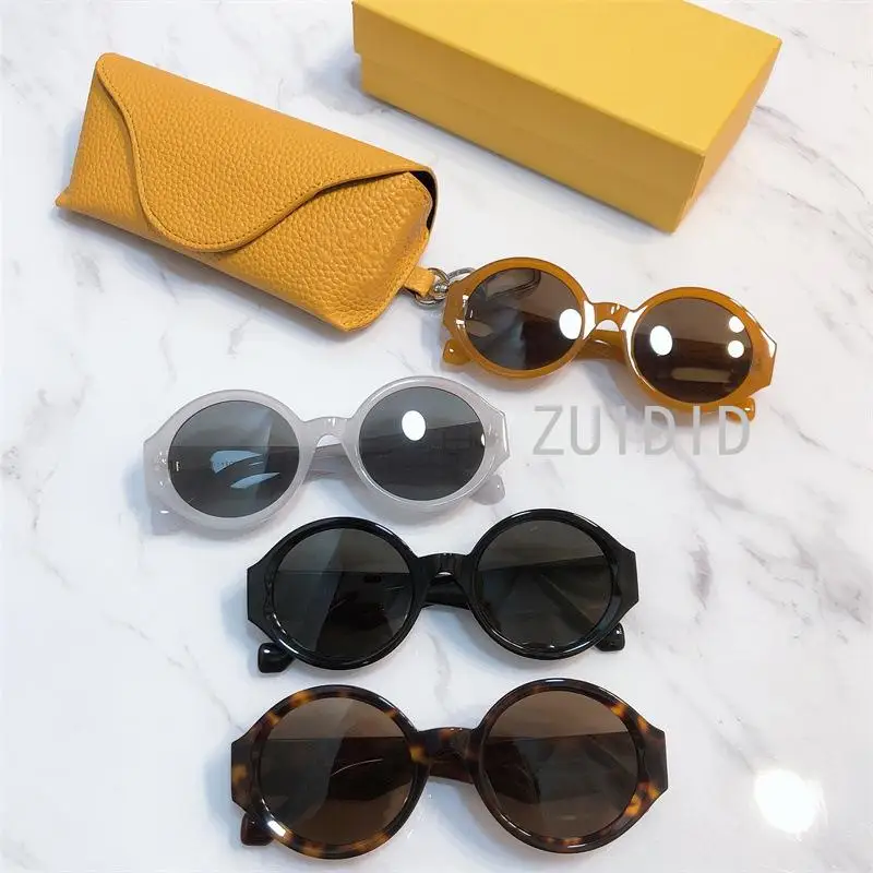 

Orange Round Colorful Frame Black Lens Mirrored Acetate Sunglasses Women Lw40057U Steampunk Hip Pop Shades Unisex 2021 Luxury