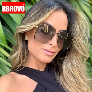 RBROVO 2021 квадратные женские солнцезащитные очки с большой оправой классические ретро уличные броские металлические зеркальные очки мужские солнцезащитные очки для вождения UV400
