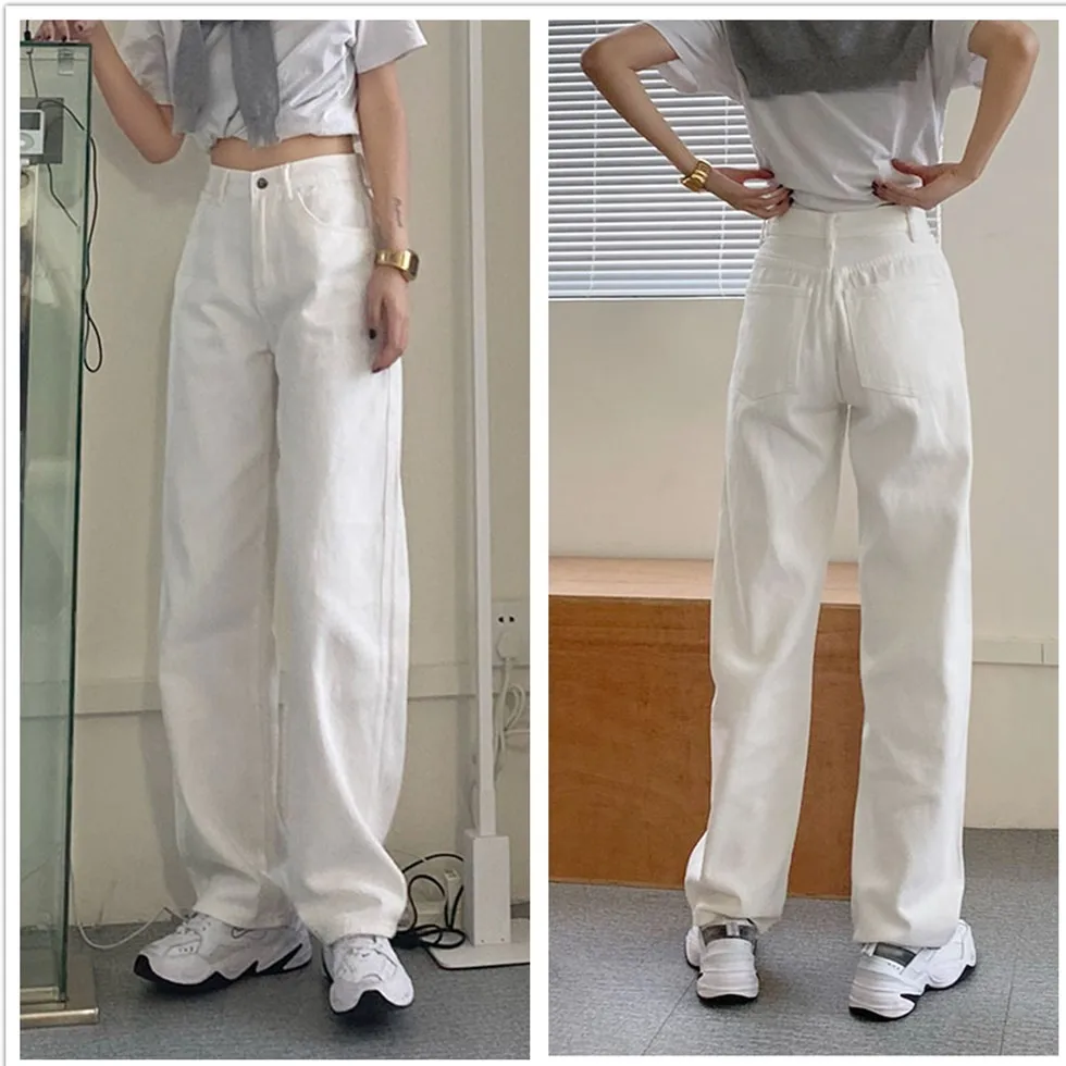 

ZHISILAO New Straight Wide Leg Jeans Women Plus Size Boyfriend High Waist Mom Denim Pants Chic Vintage Mom Jeans 2021