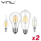 Светодиодная лампа Эдисона в стиле ретро, 2 шт.лот, E27, E14, 220 В переменного тока, C35, G45, A60, ST64, G80, G95