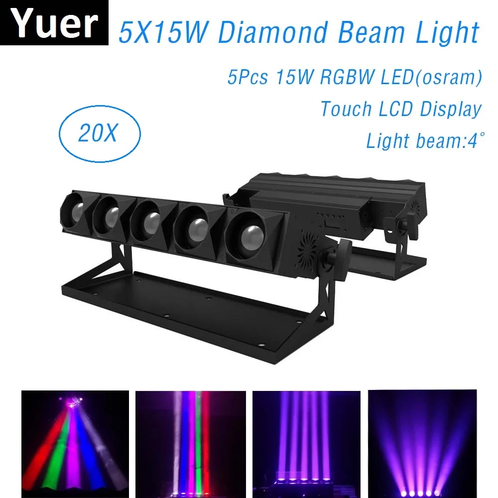 New Diamond Beam Light 5X15W RGBW LED Bar Wall Wash Light DMX512 Washer /Flood Light DJ /Bar /Party /Show /Stage Lighting Effect