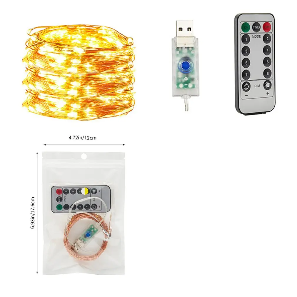 

New 2020 Remote Control Usb Copper Wire String Light 8-Function Low-Voltage Star Lights Christmas Decoration Led Light String