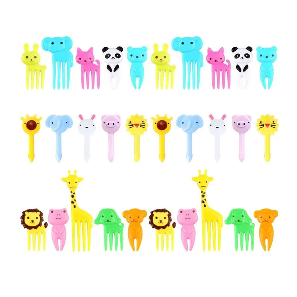 

10/30Pcs Reusable Mini Food Fruit Forks Cute Cartoon Animal Farm Children Kids Food Picks Party Vegetable Crockery Toddler Picks