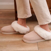 new women fur home slippers high quality suede flat cotton shoes man plush slippers couple bedroom slides furry indoor 2021