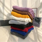 Новинка, Зимний вязаный Однотонный свитер, женские Простые повседневные Пуловеры оверсайз, мягкий Свободный теплый джемпер, Базовая Трикотажная одежда, топы