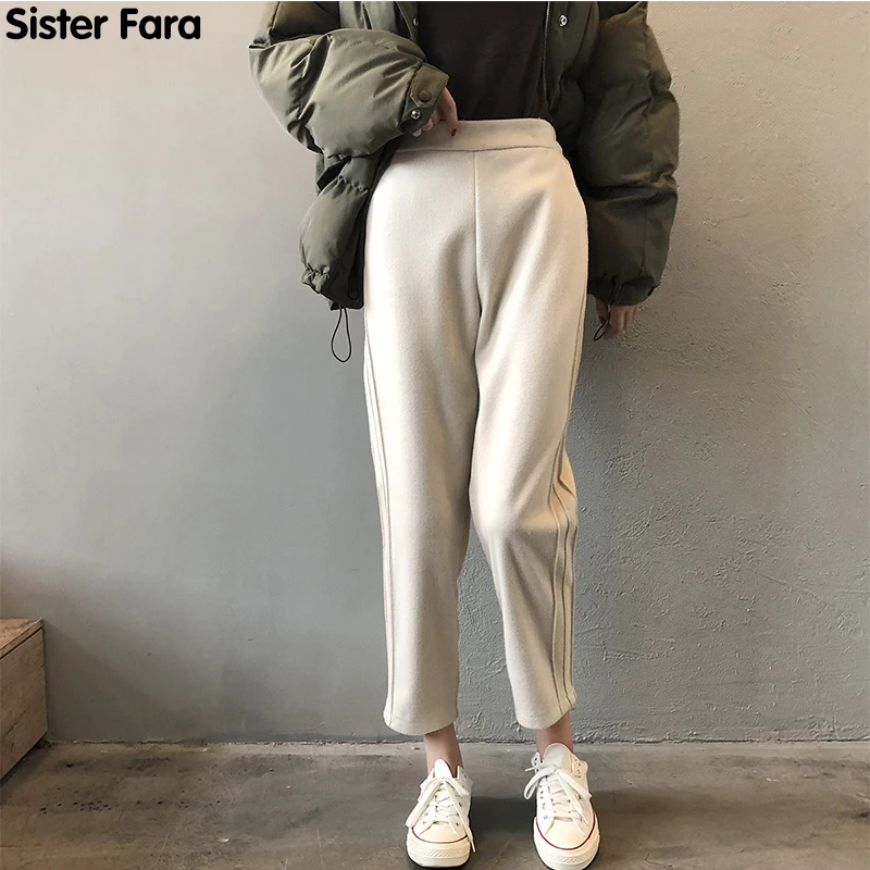 

Sister Fara Spring New Harem Pants Women Joggers High Waist Female Autumn Straight Loose Pocket Full Length Wide Leg Trousers