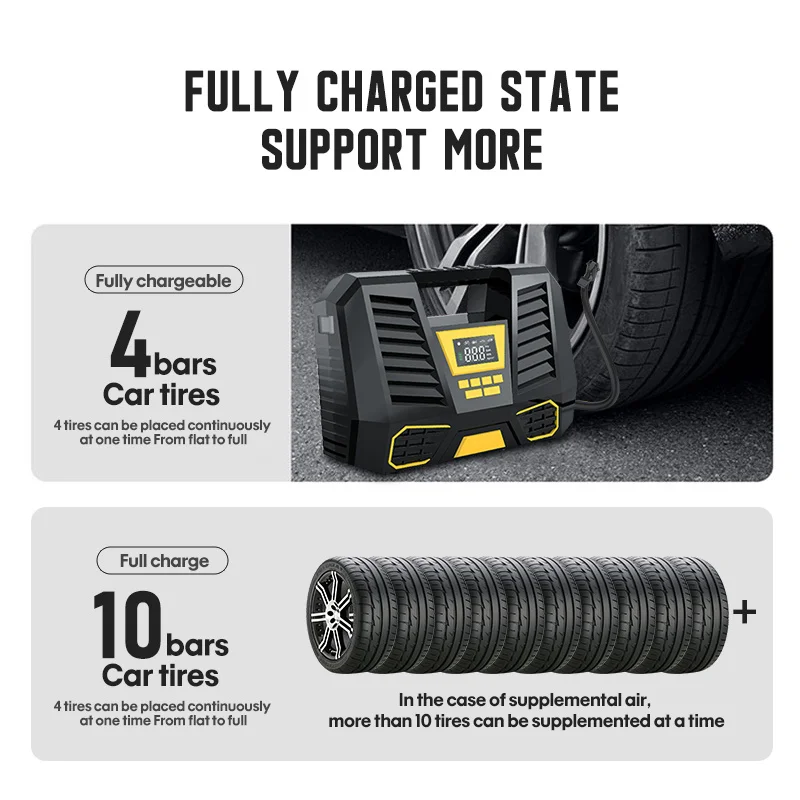 Автомобильный компрессор для шин проводной портативный воздушный с ЖК-дисплеем |