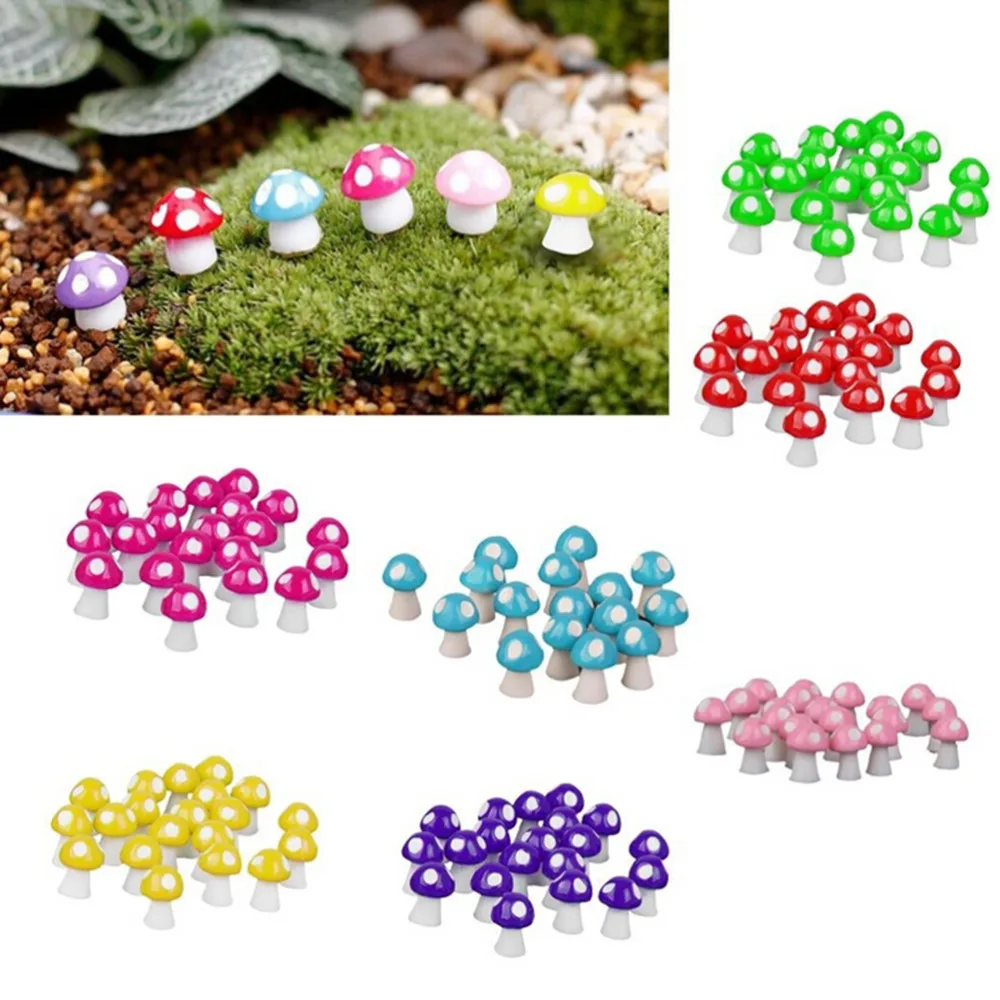 

10pcs Mushrooms Terrarium Figurines Fairy Garden Miniatures Party Garden Mini Mushroom Garden Ornament Resin Crafts Decoration
