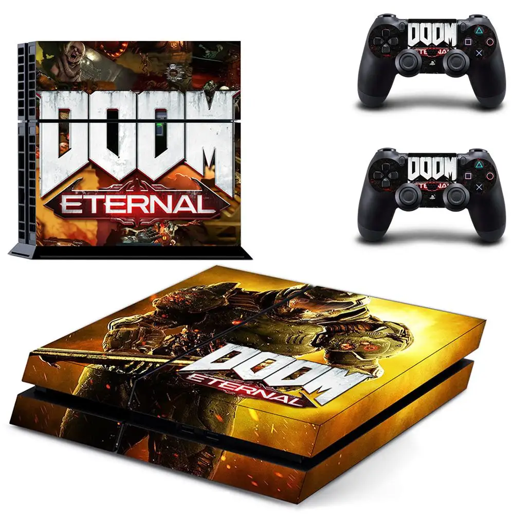 PS4 Sticker DOOM Vinyl Skin PS 4 Stickers Play station Decals Pegatinas Adesivo For PlayStation console and 2 controller | Электроника