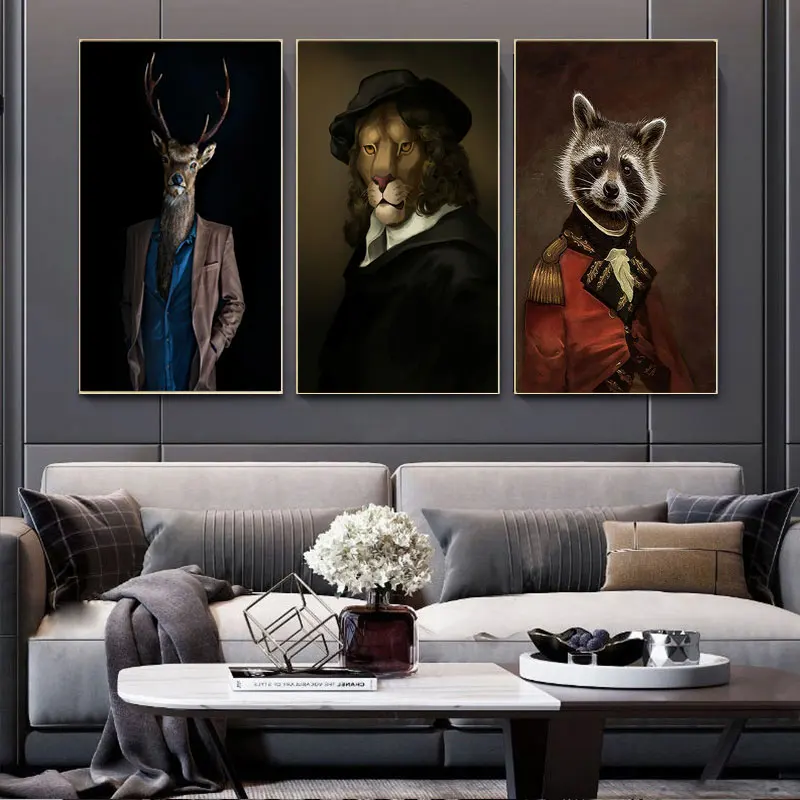 Абстрактное животное слон лев постер с зеброй креативное моделирование стены