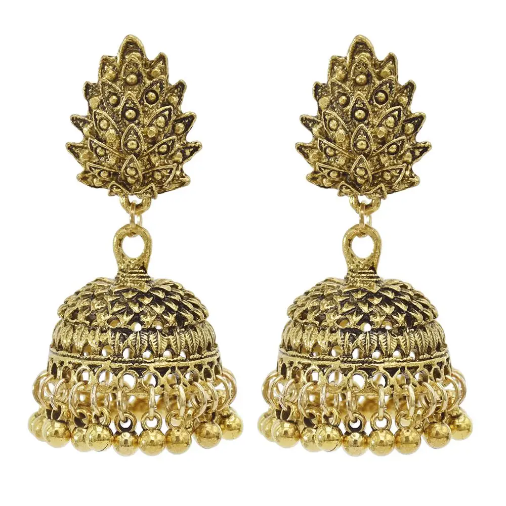 

Vintage Alloy Leaf Bells Tassel Drop Earrings for Women Boho Afghan Indian Jhumka Earrings Gypsy Tribal Party Jewelry Gift