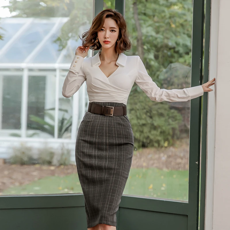 

2021 Autumn Elegant Office Ladies Wrap Hip Dress Long-Sleeved Slim With Belt Urban Women'S Clothing Vintage Plaid Split Vestidos