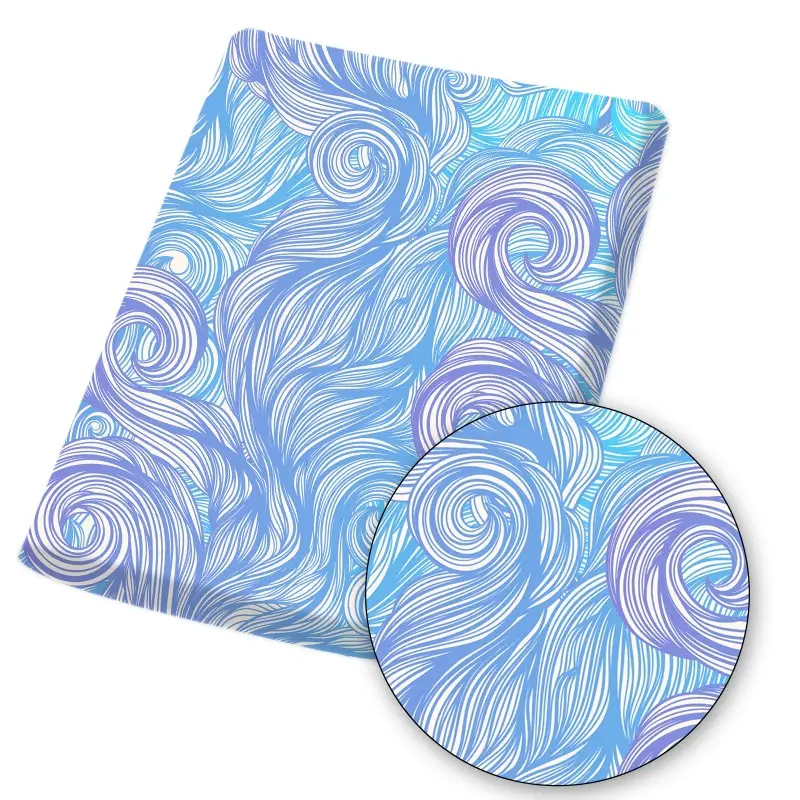 Полиэфирная хлопковая ткань в японском стиле морская волна узорная листы