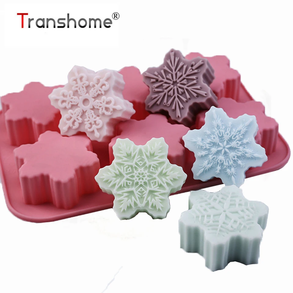 Transhome силиконовая форма для рождественских снежинок 6 даже различных выпечки
