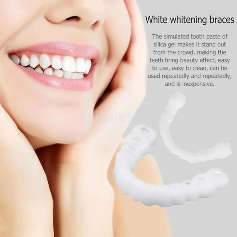 

Upper & Lower Teeth Cosmetic Denture Veneers Temporary False Teeth Cover Simulation Braces Oral Care Beauty Tool Fake Teeth