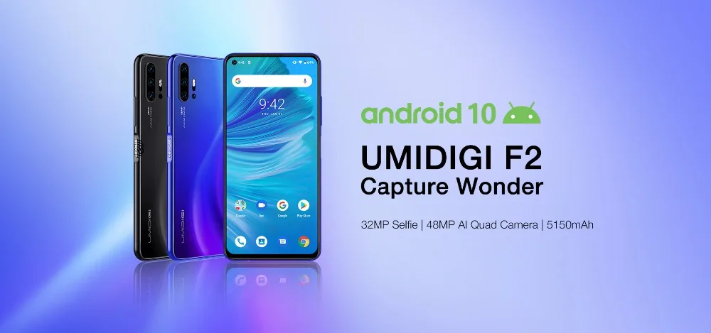 UMIDIGI F2 Android 10 Helio P70 6 ГБ 128 Гб мобильный телефон 5150 мАч 18 Вт Быстрая зарядка 6,5" 48 МП 32 МП камера двойной 4G LTE NFC Смартфон