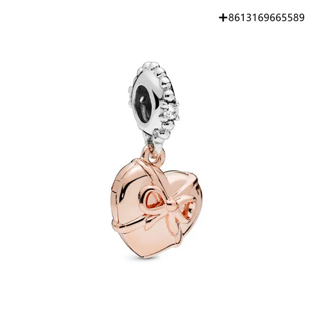 

100% 925 Sterling Silver New 2019 Summer 788025CZ Rose Openable Heart Dangle Charm Fashion Jewelry Free Shipping Wholesale
