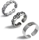 Кольцо женское, регулируемое, в стиле хип-хоп, винтажный античный серебряный цветов