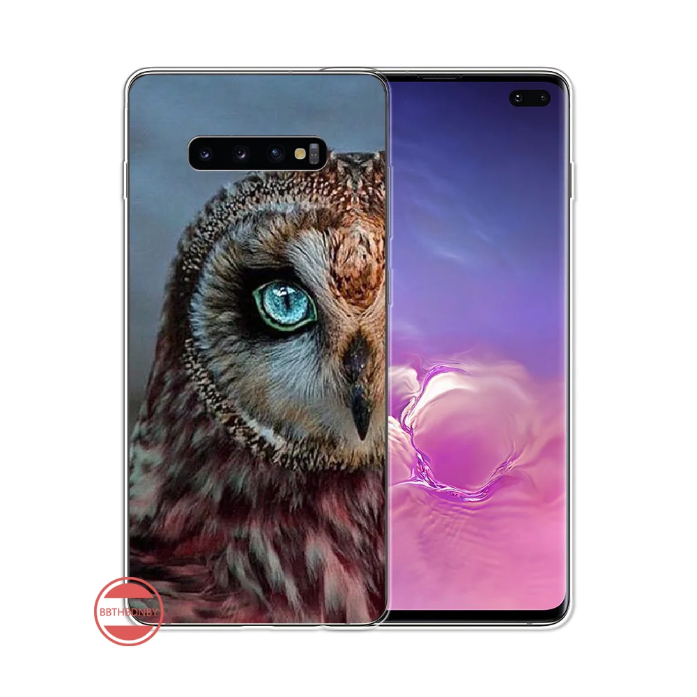 Сова ТПУ черный чехол для телефона Корпус Samsung Galaxy S5 S6 S7 S8 S9 S10 S10e S20 edge plus lite |