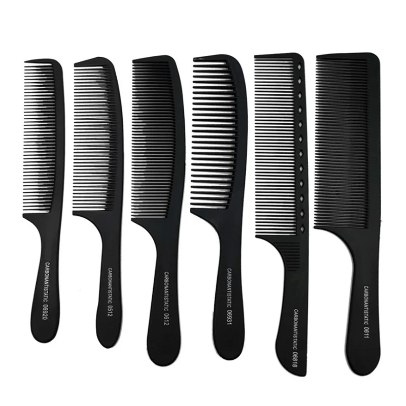 

2pcs Black Hair Salon Comb Hairdressing Carbon Comb Antistatic And Heat Resistant Hairdresser Cutting Comb In Carbon Material