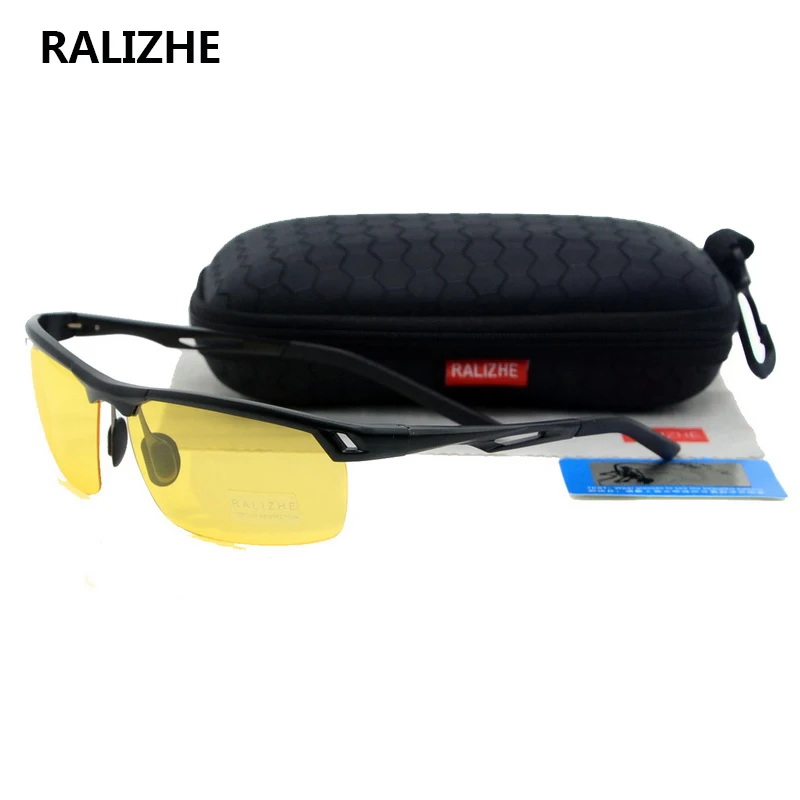 

New Fashion Men Polarized Polaroid Aluminum Magnesium Alloy Sport Yellow Night Vision Glasses Semi-Rimless High Quality Driving