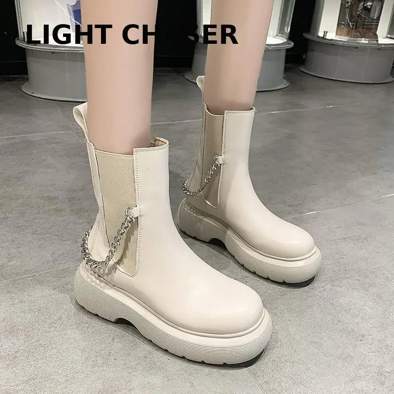 

Spring Casual Flat-bottomed Chesil Boots Winter Thick-soled Women's Boots Increased Retro Women's Short Boots Women's Ankle Boot