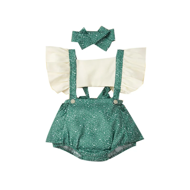 

Children Girls Print Short Sleeve Floral Dress Overalls Coogan Summer Outfits