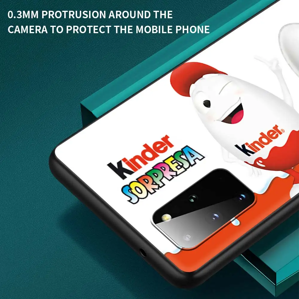 

Egg KINDER JOY Surprise Case For Samsung Galaxy S21 S20 FE S10 S9 Plus Note 20 Ultra 9 8 10 Lite Capa Black Shell Phone Cover