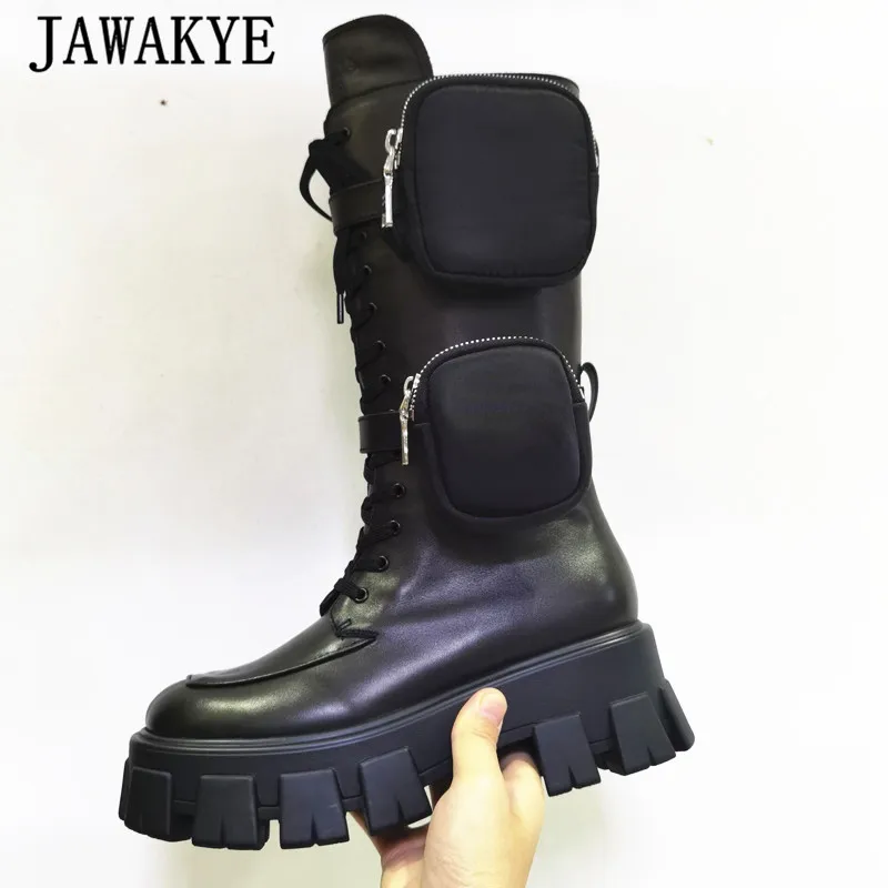 Женские ботинки из натуральной кожи на плоской платформе Ботинки martin со съемной