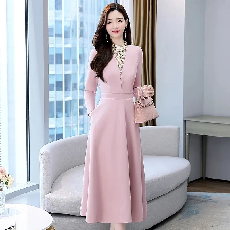 

Женское платье с цветочным принтом, элегантное приталенное офисное платье миди с длинным рукавом, ТРАПЕЦИЕВИДНОЕ ПЛАТЬЕ из двух частей в Ко...