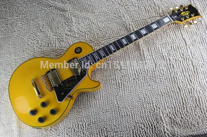 

2014 Randy Rhoads Signature LP Custom Shop Ebony Fingerboard Yellow Electric Guitar Frets Binding with golden Hardware