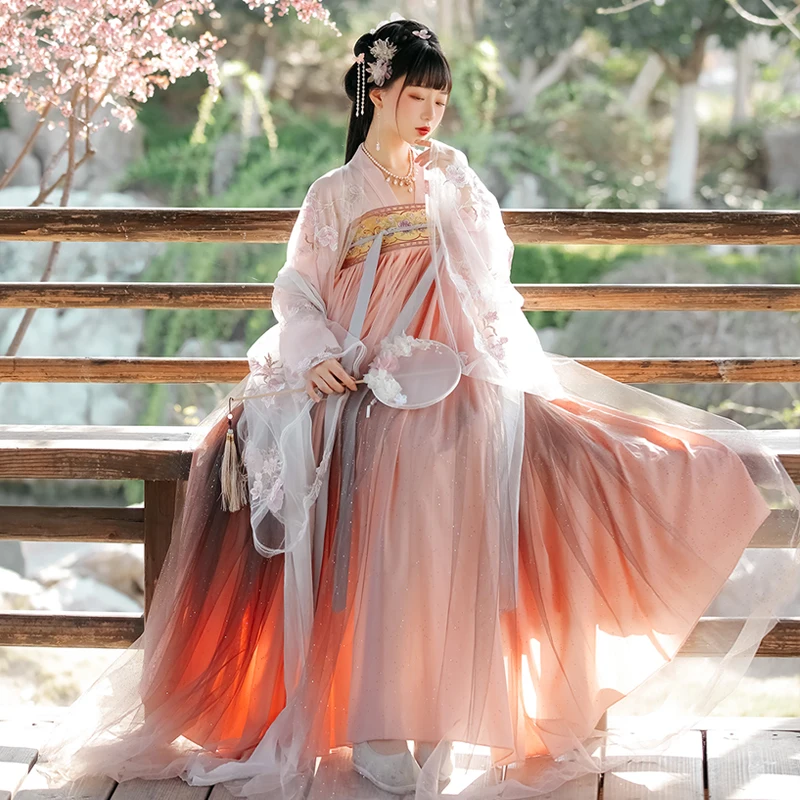 

Женская традиционная китайская летняя элегантная одежда ханьфу, сказочные костюмы сказочной принцессы династии ханьфу, одежда для народно...
