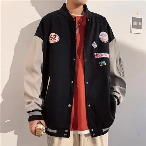 

2021 spring new fashion Korean version of the trend men's casual sports plus size jacket hip-hop male pilot baseball jacket