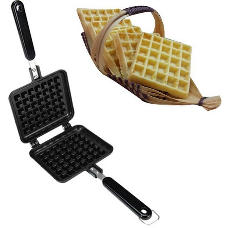 

Waffles Maker Machine Kitchen Waffle Baking Mold with 4Pcs Walnut Wooden Handle Coffee Measuring Scoops Flour Spoons