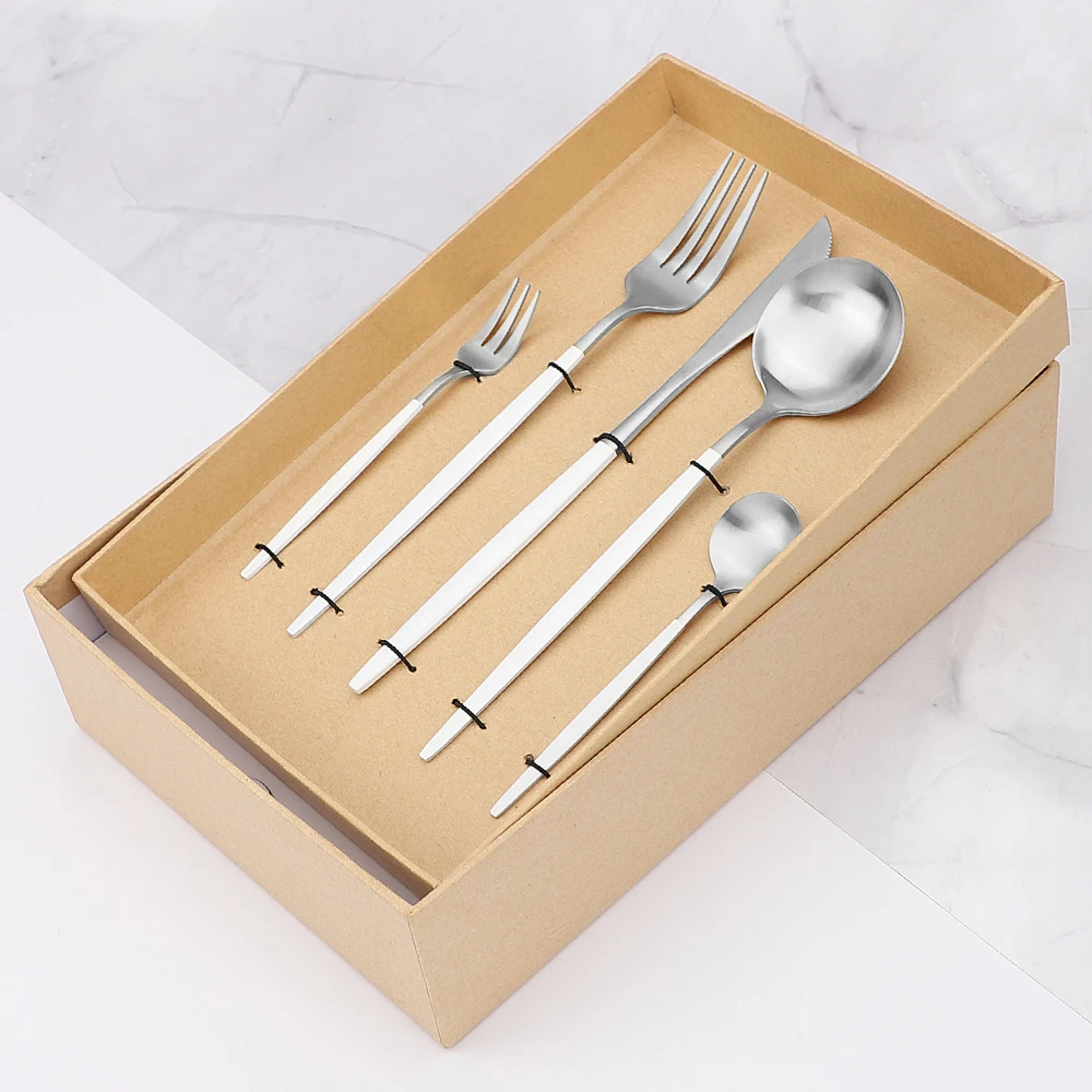 

30Pcs Tableware Steel Cutlery Set Fork Spoons Knives Kits Gift Box Dishwasher Safe Dinner Set Wedding Party Dinnerware Flatware
