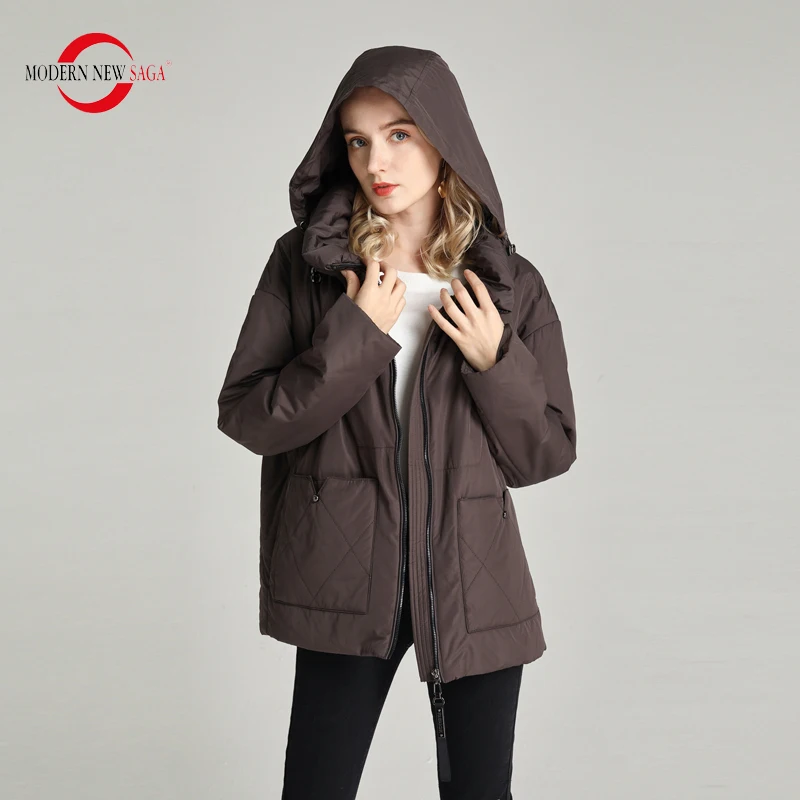 MODERN NEW SAGA 2020 Женская Куртка Высокое Качество Весенняя Стеганая Полиэстер Осеннее