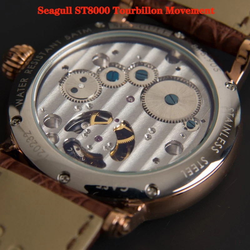 Tourbillon часы для мужчин Топ бренд класса люкс 100% с земляным циферблатом из кожи
