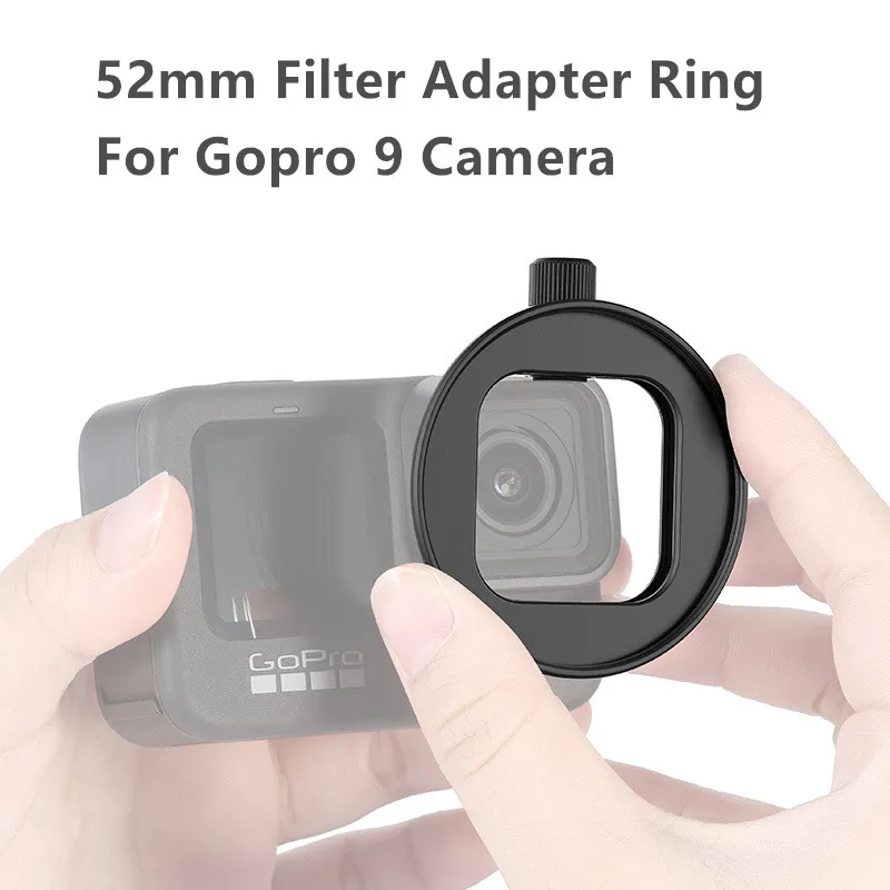 

52MM Filter Adapter Ring Aluminum Removable Filter Mount Lens Hood Stand For Gopro 9 Sports Camera Accessories