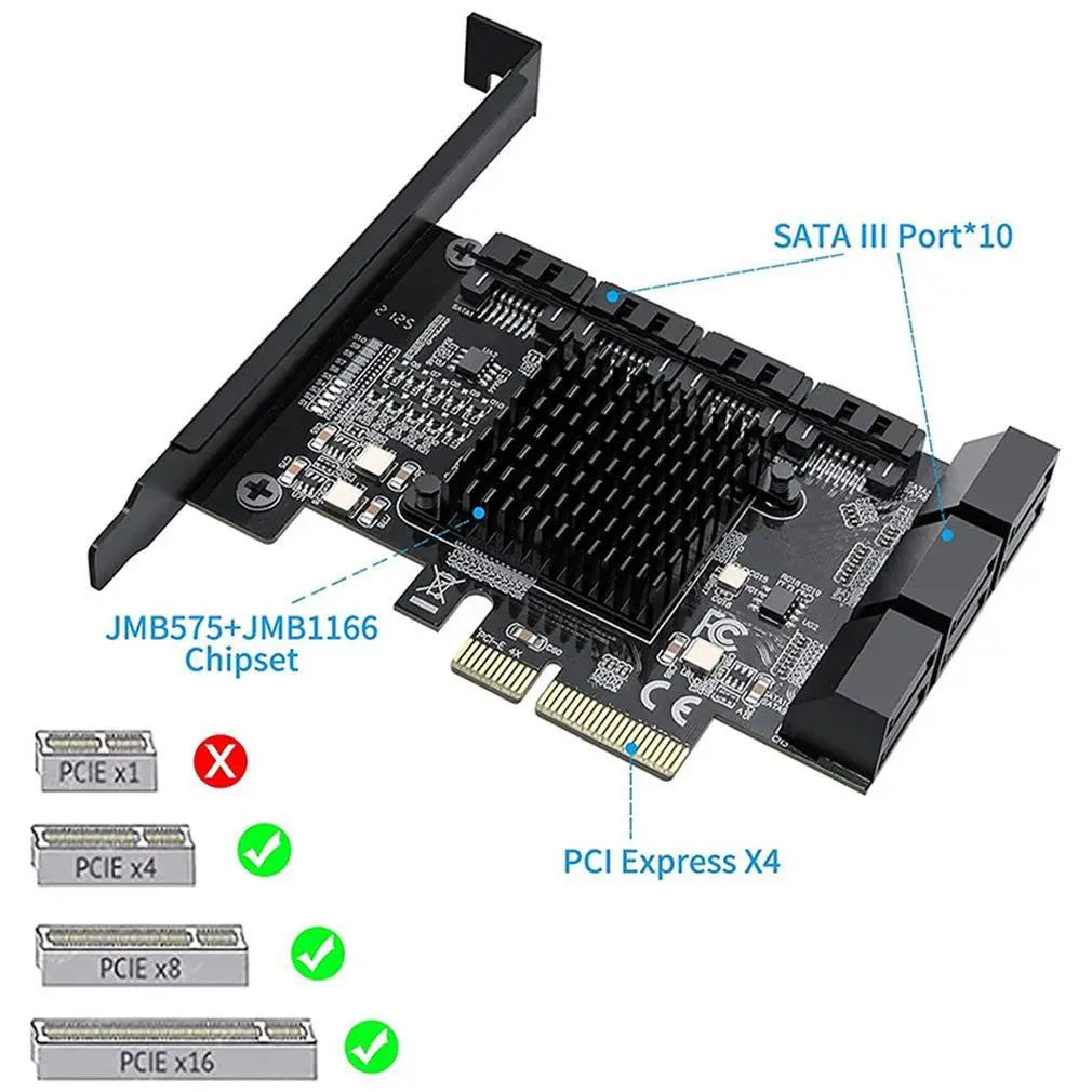 

Адаптер шасси для компьютера, 10 портов, sata 3.0 X4 PCI, 6 Гбит/с