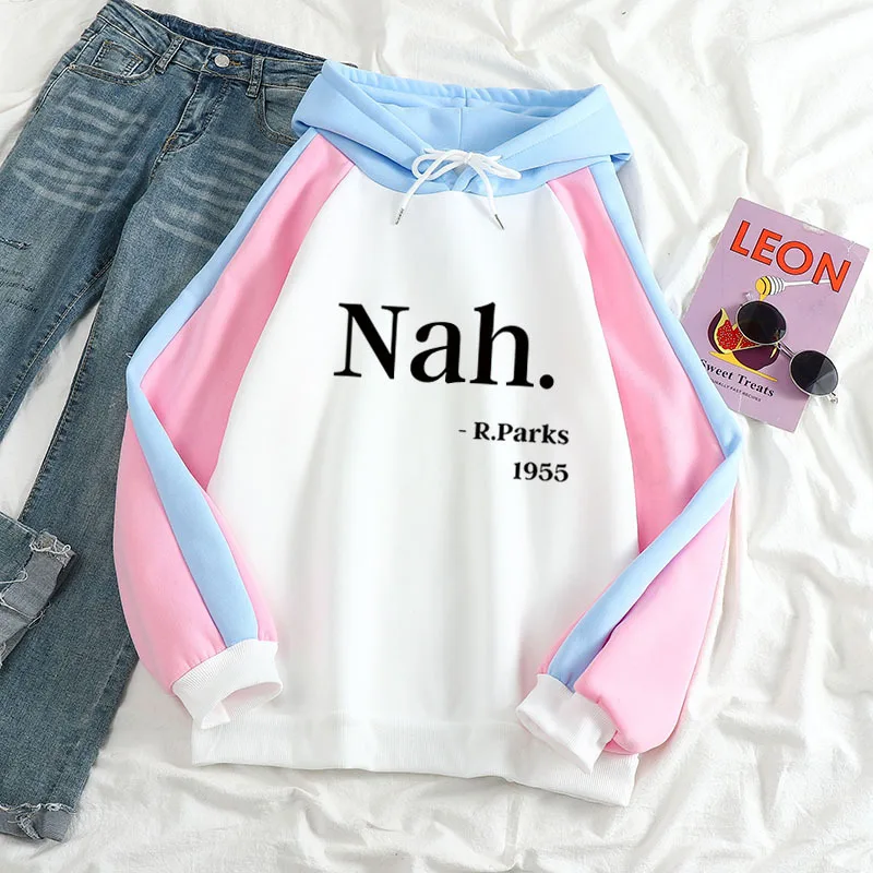 

Kpop nah. r.parks 1955 Men/Women Color Block Hoodie Casual All-match Fashion Personality Unisex Sweatshirt Student Hip Hop Loose