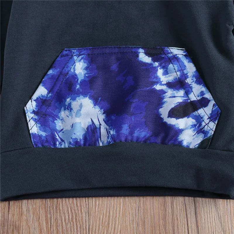 

2 Piece Set Casual Fall Winter Clothes For Infant Boys Long Sleeve Tie Dye Hooded Hoodies Tops and Long Pant 0-12M