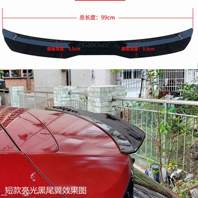 

Пластиковый спойлер на крышу багажника хэтчбека для POLO Golf MK7 Q2 A3 X3 X2, Универсальное Автомобильное заднее крыло, глянцевое черное углеродное ...