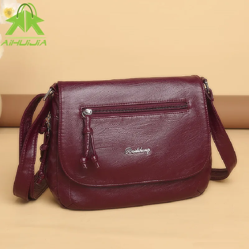 

Высококачественная женская сумка-мессенджер через плечо из мягкой искусственной кожи в стиле ретро, простая сумка через плечо, роскошные д...