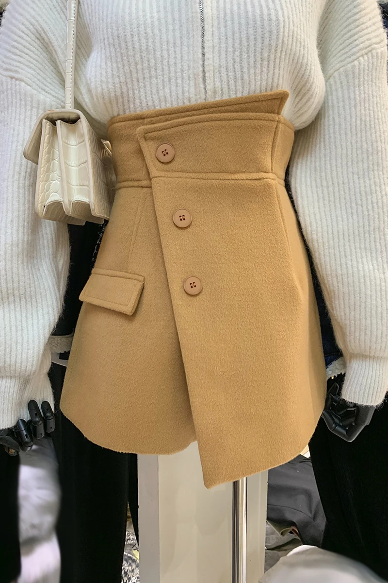 

feeling irregularly split cloth child temperament of short skirt of tall waist bust culottes of pure color a word skirt