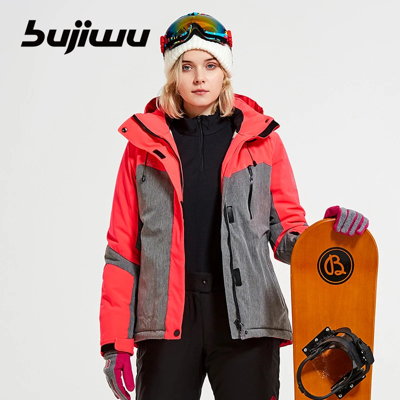 Bujiwu New Thick Warm Ski jacket Women Waterproof Windproof 4 Colors Size S -2XL Snow Jacket Winter Outdoor Sports Coat | Спорт и